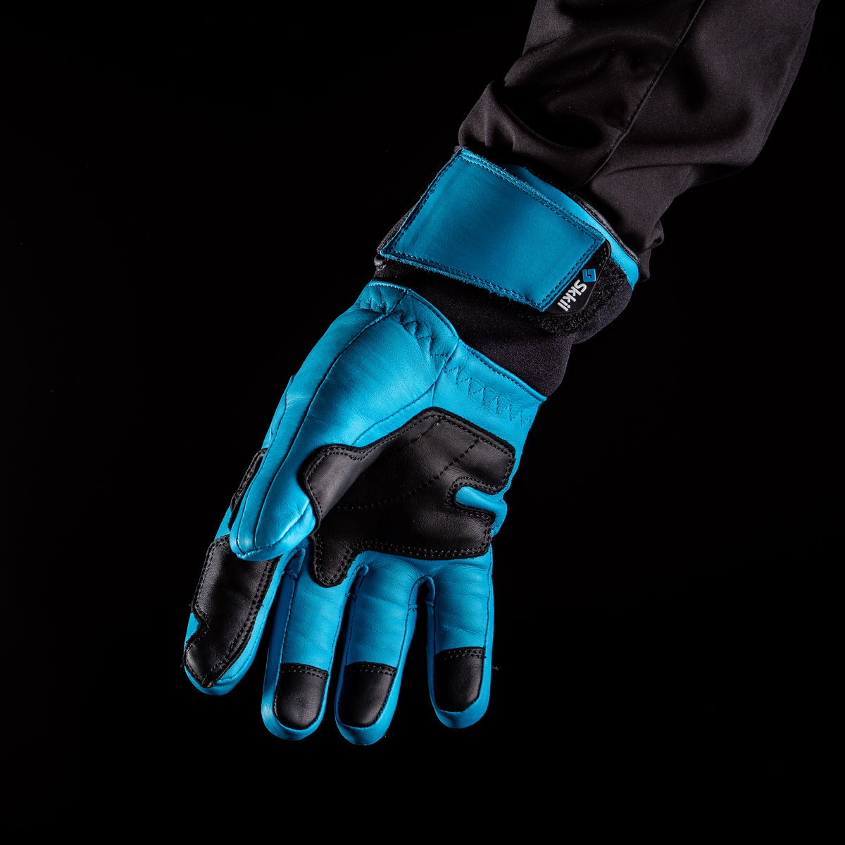 Alpine ski gloves 100% leather blue ALPINE GLOVES 18 – SKKIL