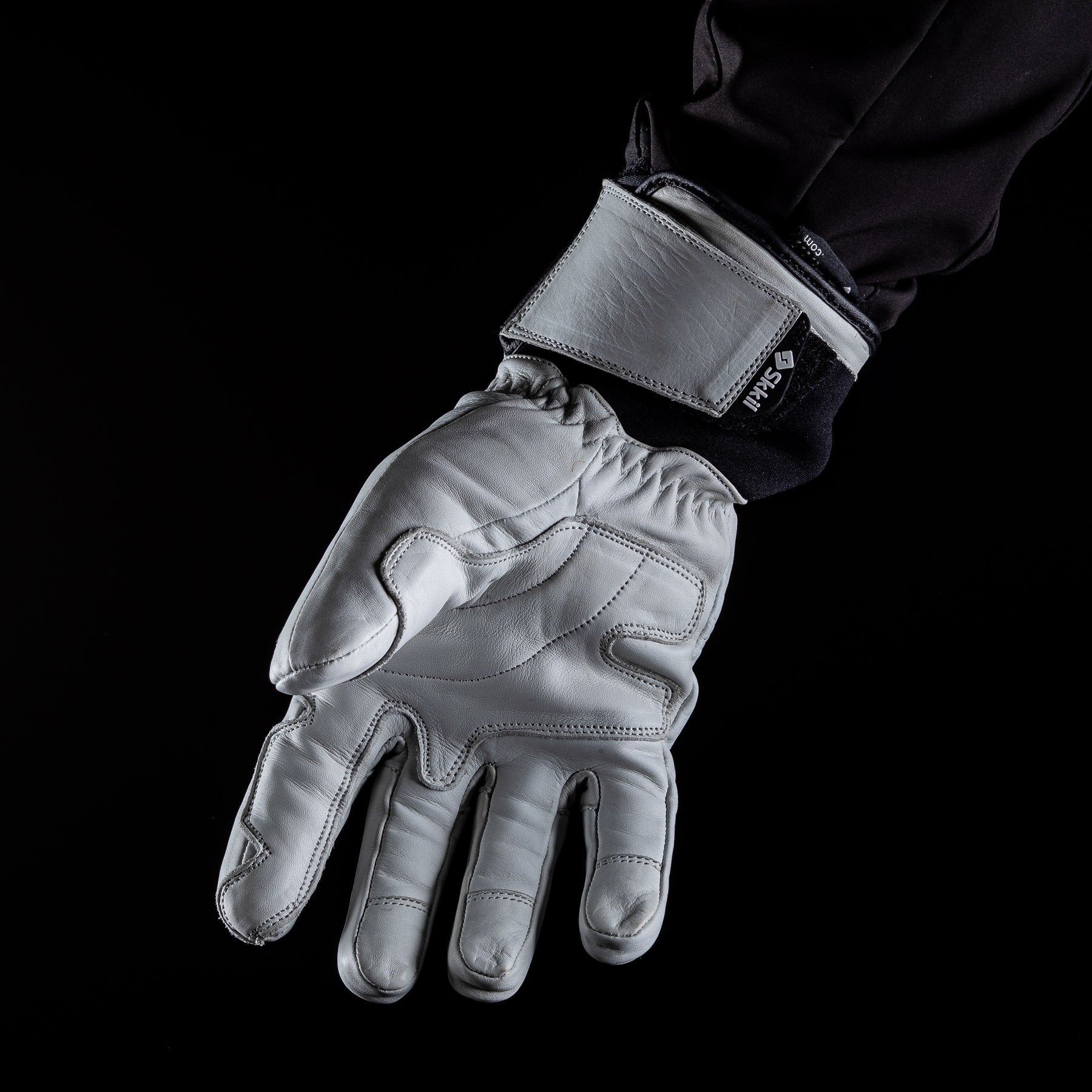 Gants de ski alpin en cuir blanc SKKIL