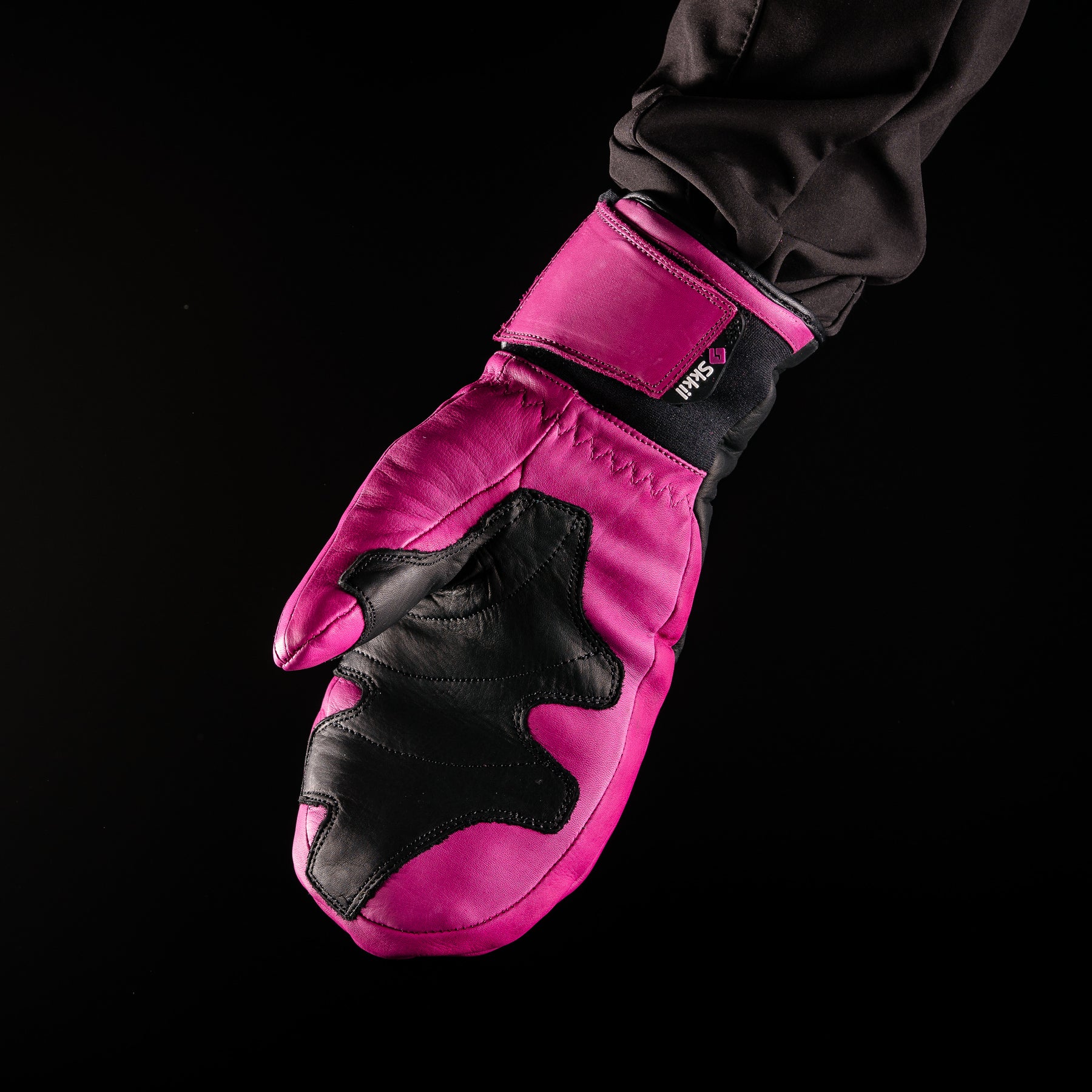 Leather alpine ski mittens pink color ALPINE MITTENS 18 SKKIL